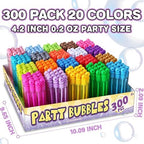 Birthday Party Favors Toys for Kids Child, 300 Pcs 20 Colors Mini Bubble Wands Assortment, Christmas Stuffers, Wedding Celebration,Thanksgiving New Year, Bath Time, Summer Outdoor Gifts for Girls Boys
