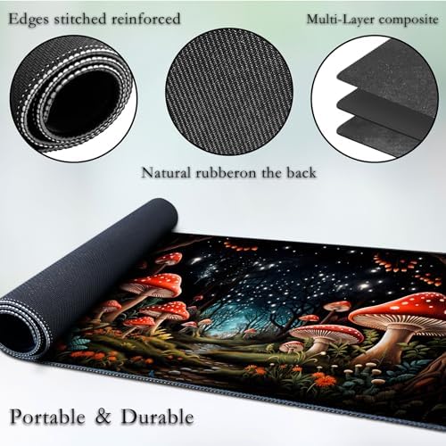 for MTG Game Playmat, for Magic TCG Rubber Play mat,Tabletop Card Playmats with Smooth Surface,Trading Card Inked Game Mat,Battle Game,Forest Musnroom