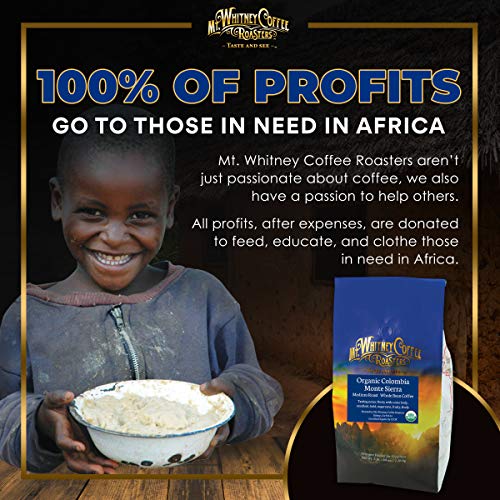 Mt. Whitney Colombia Monte Sierra Organic, Single Origin, Medium Dark Roast, Smooth Full Flavored, Low Acid Coffee (Whole Bean, 5 Lb)