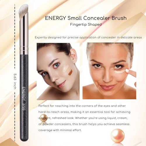 ENERGY Angled Makeup Brushes Set Vegan Powder Foundation Bronzer Nose Contour Concealer Makeup Brush for Liquid Cream Setting Powders Blending with Travel Bag