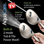 Hotel Spa AquaCare High Pressure 8-mode Handheld Shower Head - Anti-clog Nozzles, Built-in Power Wash to Clean Tub, Tile & Pets, Extra Long 6 ft. Hose, Wall & Overhead Brackets - 1.8 GPM