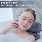 AEROiVi Bathtub Pillow Headrest Bath Pillows for Tub Neck and Back Support with Non Slip Suction Cups Spa Bath Cushion Dark Blue