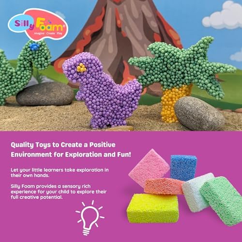 Silly Foam, Creative Modeling Foam Beads, 2-Pack Primary Colors, Perfect for Preschool and Kids, Arts, Crafts, Sensory Play, Non-Toxic (12 Blocks Red, Orange, Yellow, Green, Blue, Purple) (Age 3+)