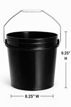 MKS Plastics 2-Gallon Bucket with Airtight Lid – Made in USA, Food Grade BPA Free Plastic, Heavy Duty Multi-Use, Metal Handle with Grip, Stackable Storage – Black, 6 Pack