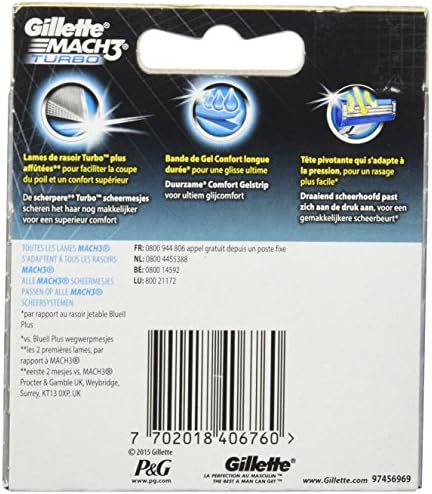 Gillette Mach3 Turbo Razor Blades for Men