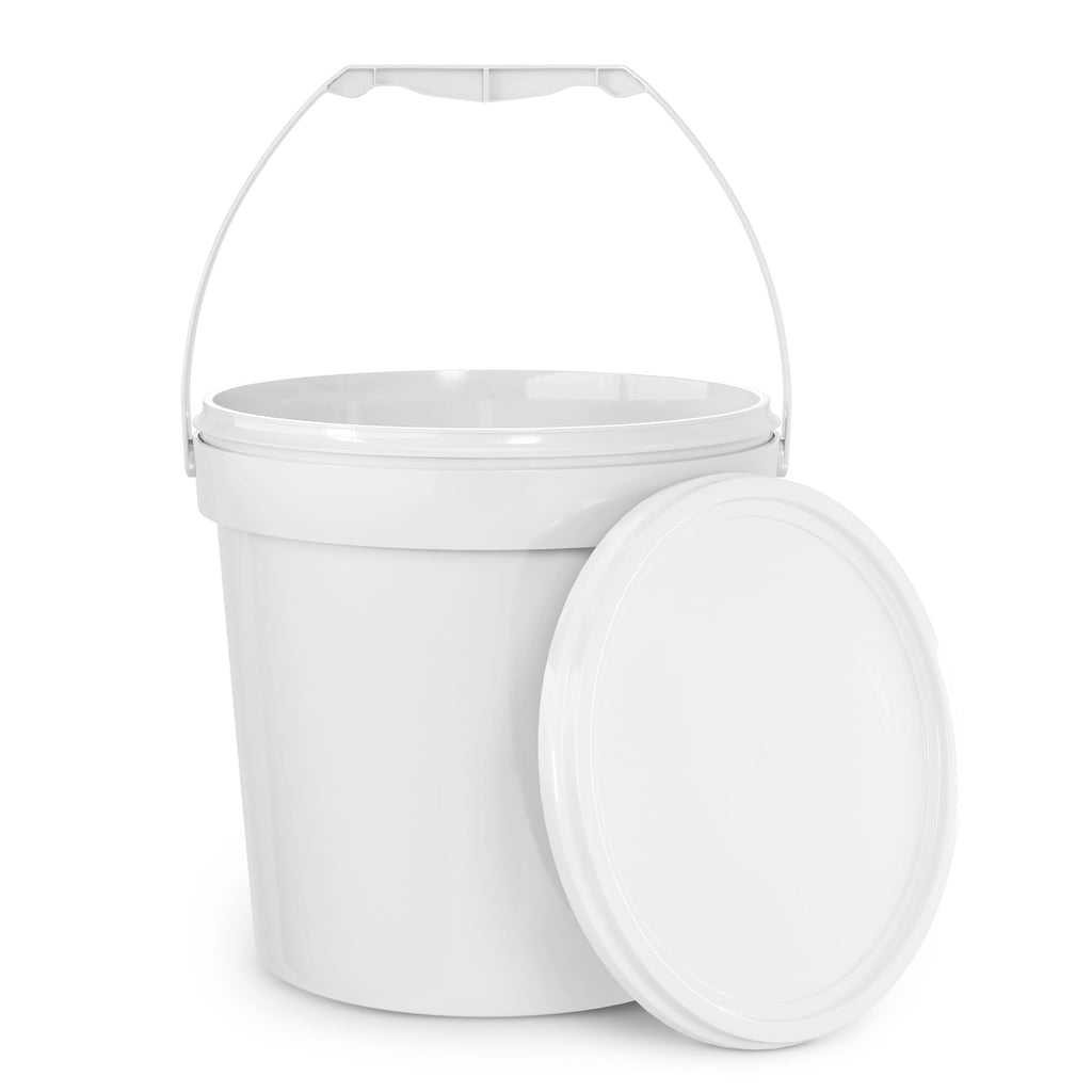 3.5-Gallon Clear Bucket Pail Container with Lid | Food Grade | Heavy-Duty 90MIL Extra Durable | Metal Handles with Plastic Grip for Easy Carrying | Multi-Use | Easy Stack and Store | BPA Free - 2 Pack