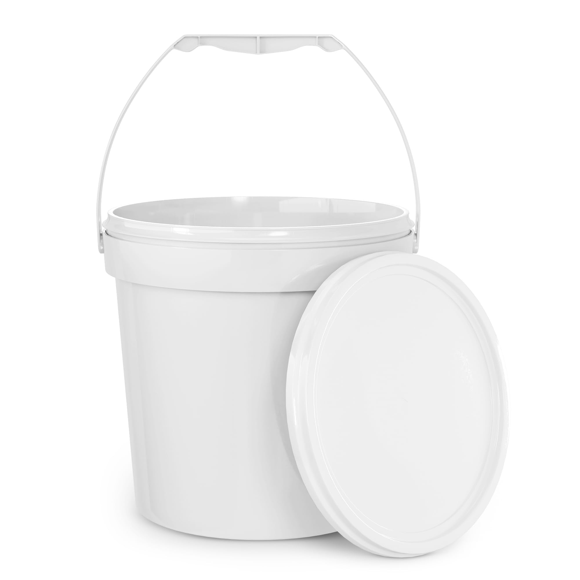 3.5-Gallon Clear Bucket Pail Container with Lid | Food Grade | Heavy-Duty 90MIL Extra Durable | Metal Handles with Plastic Grip for Easy Carrying | Multi-Use | Easy Stack and Store | BPA Free - 2 Pack