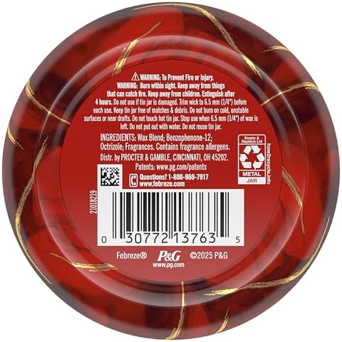 Febreze Scented Candle, Baked Cinnamon Apples Scent, 11 oz 4 Wick Candle, Single Pack