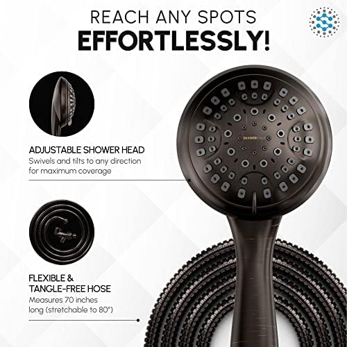 Luxury Spa Series, 6 Spray Settings 4.5 inch Hand Held Shower Head, Long Stainless Steel Hose, MAXX-imize Your Shower with Showerhead in Oil Rubbed Bronze Finish