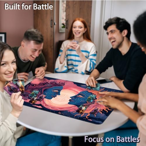 for MTG Game Playmat, for Magic TCG Rubber Play mat,Tabletop Card Playmats with Smooth Surface,Trading Card Inked Game Mat,Battle Game,Art Sun and Moon