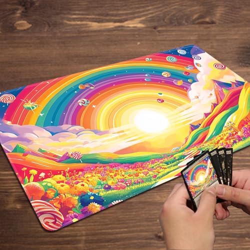 MTG Playmat Magic Card Playmat Game Mat,TCG & CCG Card Games Mat with Free Storage Bags Size 24 x 14 Inches (No with Zones,Sun3)