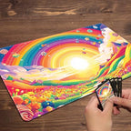 MTG Playmat Magic Card Playmat Game Mat,TCG & CCG Card Games Mat with Free Storage Bags Size 24 x 14 Inches (No with Zones,Sun3)