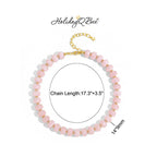 HolidayQbee Chunky Pink Beaded Choker Necklace for Women Jewelry Gifts