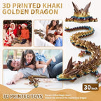 Large 3D Printed Dragon,30 Inch 3D Dragon Toys,Bigger Fidget Crystal Animals Toys, 3D Printed Articulated Animals for Home Office Car Desk Decor(Khaki Gold, 30 inch)