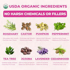 USDA Organic Rosemary Hair Oil for Hair Growth 4oz - Cold Pressed & Hexane Free Blend of Castor, Pumpkin Seed, Peppermint & Jojoba Oils - Thickening & Strengthening Hair Loss Treatment for Women & Men