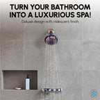 Luxury Spa Series Shower Head, 6 Spray Setting, 4.5 Inch Adjustable High Pressure Shower Head Fixture for Hard Water, 360-Degree Tilt Massage Shower System - Rainbow Finish Shower Head