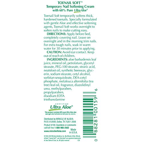 Toenail Soft Temporary Nail Softening Cream for Thick, Hard Toenails with Aloe 1 Oz