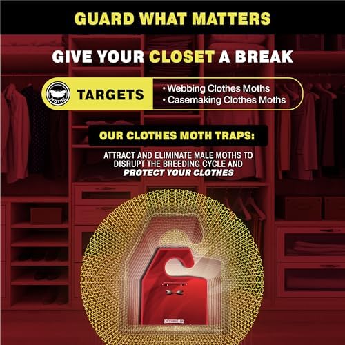 Catchmaster Premium Clothes Moth Traps, XL Sticky Odorless Glue Traps 6PK, Pheromone Attractant, for Closets Wardrobes Cabinet Drawers & Carpet, PheroGuard Technology, Attract Trap and Eliminate Moths