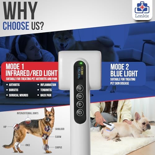 Red Light Therapy for Dogs - 6pcs 850nm & 10pcs 630nm Infrared Red Lights - 10pcs 630nm Blue Lights - Pain Relief, Muscle & Joint Pain, Reduce Inflammation, White