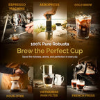 Birdee Vietnamese Coffee – 1 LB, Medium Roast Whole Bean, 100% Robusta, Low Acid, High Caffeine, Single-Origin, Fine Robusta Standard, Hand-picked
