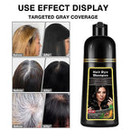 Instant Wine Red Hair Dye Shampoo for Gray Hair 3 in 1, Natural Wine Red Hair Shampoo for Women Men Black Colors, 100% Coverage Herbal Ingredients Long Lasting Effect Black Hair Dye 16.9 Fl Oz