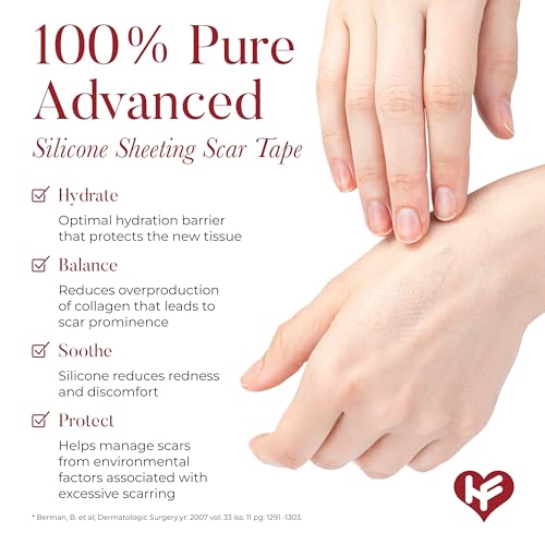 Physician Formulated Silicone Scar Sheets - Advanced Crosspolymer Medical Grade Silicone Scar Tape for Surgery, C Section, Keloids & Hypertrophic Scars - Silicone Tape For Scars - Scar Patches