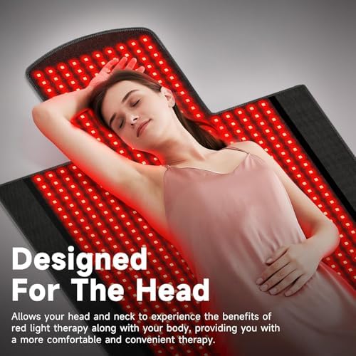 New Double Pulses Red Light Therapy Mat for Full Body Pain Relief, Equipped with 1370 Dual-Wavelength Red Light Therapy and Infrared LED Beads 71.4 * 33.0 Inch, 5 Level Regulation (Black)