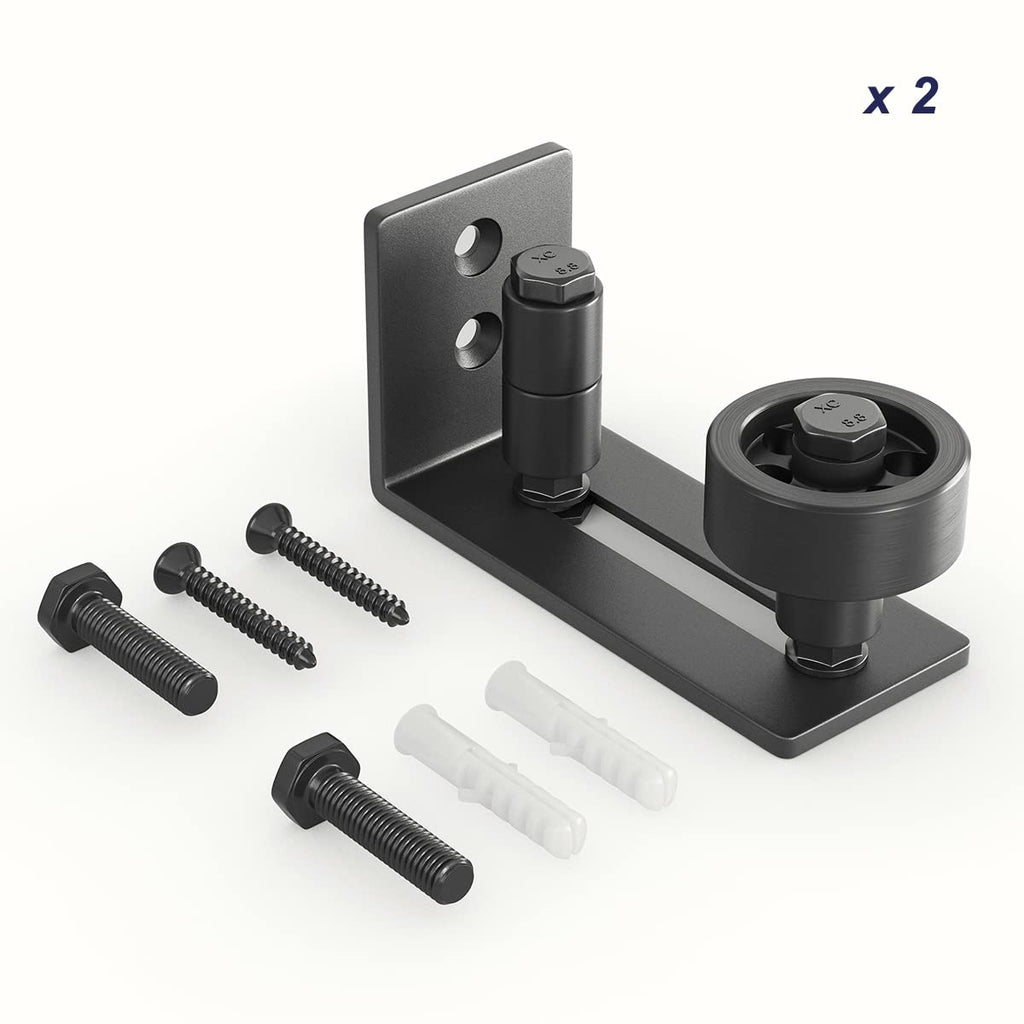 SMARTSTANDARD Sliding Barn Door Floor Guide for Bottom Adjustable Roller - 8 Setup Options for DIYers - Flush Design Bottom Flat Barn Door Floor Guide Stay Roller (Black) 2PCS
