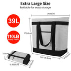 mosago Commercial Insulated Food Delivery Bag 39L, Grocery Tote Bag, Grey