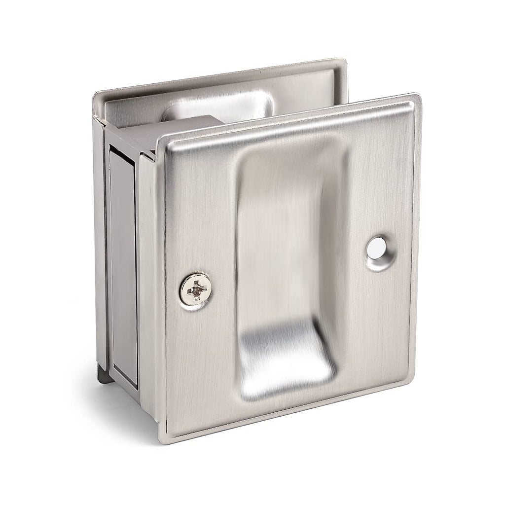 HOMOTEK 4 Pack Privacy Pocket Door Pull Without Switch Plate - Replace Old Or Damaged Passage Sliding Door Pull No Lock Quickly and Easily, 2-3/4”x2-1/2”, for 1-3/8” Thickness Door, Brushed Nickel
