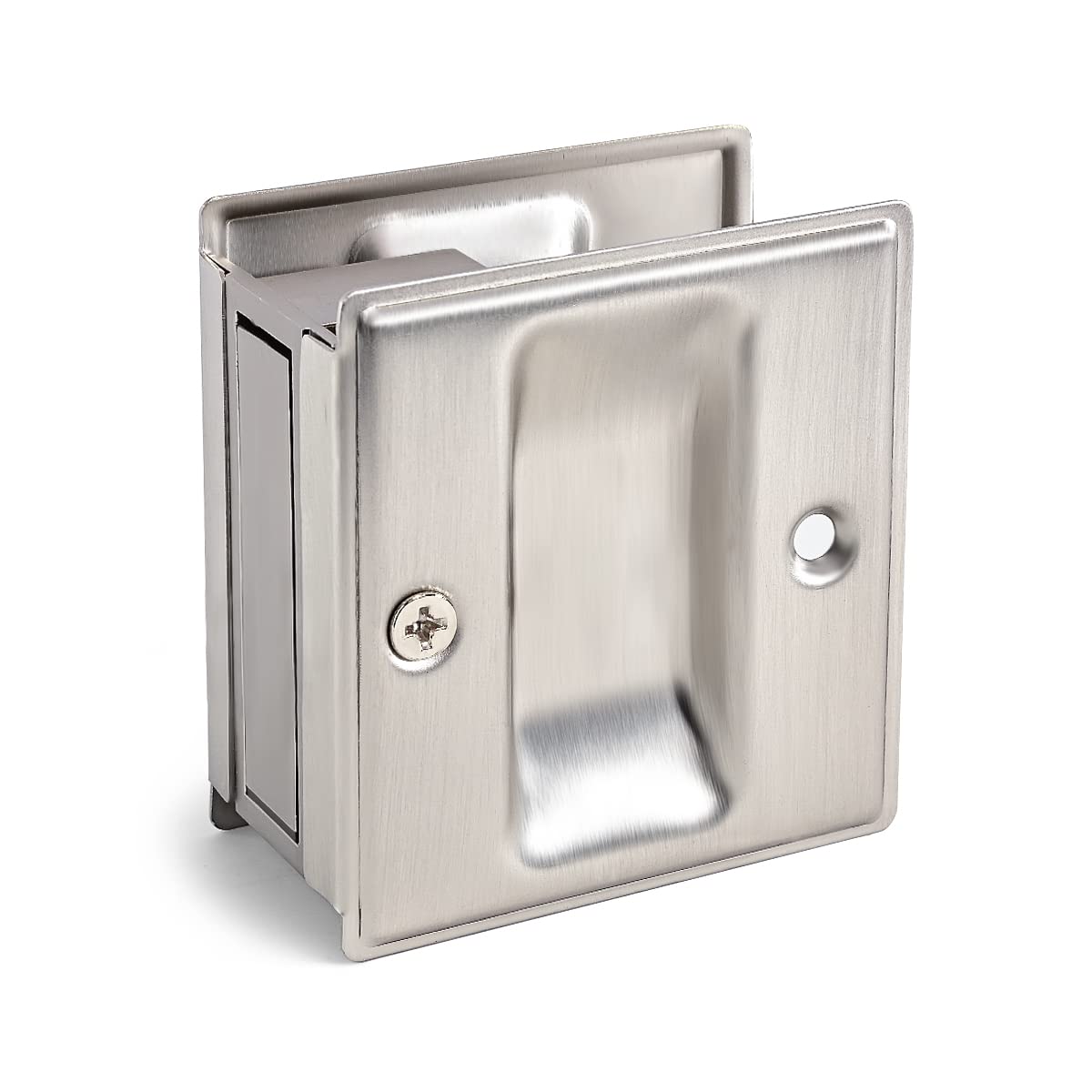 HOMOTEK 4 Pack Privacy Pocket Door Pull Without Switch Plate - Replace Old Or Damaged Passage Sliding Door Pull No Lock Quickly and Easily, 2-3/4”x2-1/2”, for 1-3/8” Thickness Door, Brushed Nickel
