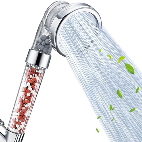 Nosame Shower Head, Filter Filtration High Pressure Water Saving 3 Mode Function Spray Handheld Showerheads 1.6 GPM for Dry Hair & Skin SPA