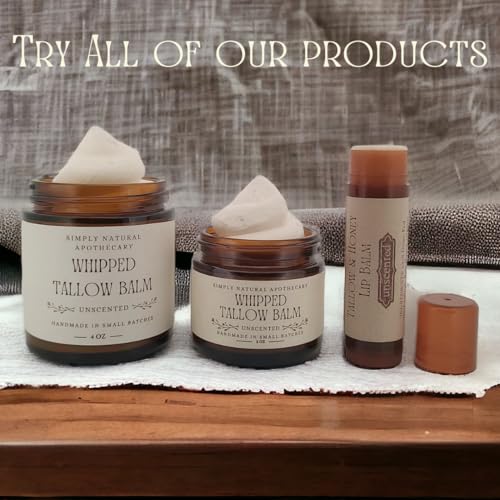 Lip Balm with Beef Tallow, Natural Essential Oils, Unscented, Organic (Spearmint)