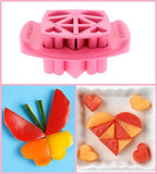 FunBites Set of 3 Food Cutters, Green Squares, Pink Hearts, Blue Triangles