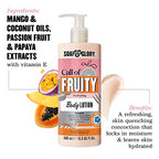Soap & Glory Call of Fruity Body Lotion - Moisturizing Body Lotion with Vitamin E, Coconut Oil & Aloe Extracts - Tropical Fruits, Juicy Melon & Hibiscus Cocoa Butter for Dehydrated Skin (500ml)