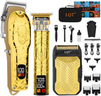 Professional Hair Clipper Set for Men Electric Shaver Razor Cordless Hair Cutting Barber Clippers Beard Trimmer Men’s Grooming Kit Gifts for him (Gold)