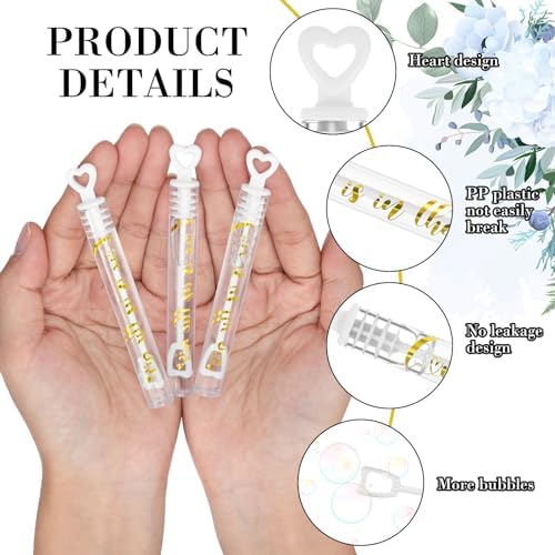 120 Count Wedding Mini Bubble for a Wedding Wands Bulk Heart Bubble Wand for Guests Send Off Party Supplies Valentine Anniversaries Celebration (Love)