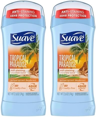 Suave Deodorant 2.6 Ounce 24Hr Tropic Paradise Invis. Solid (76ml) (2 Pack)