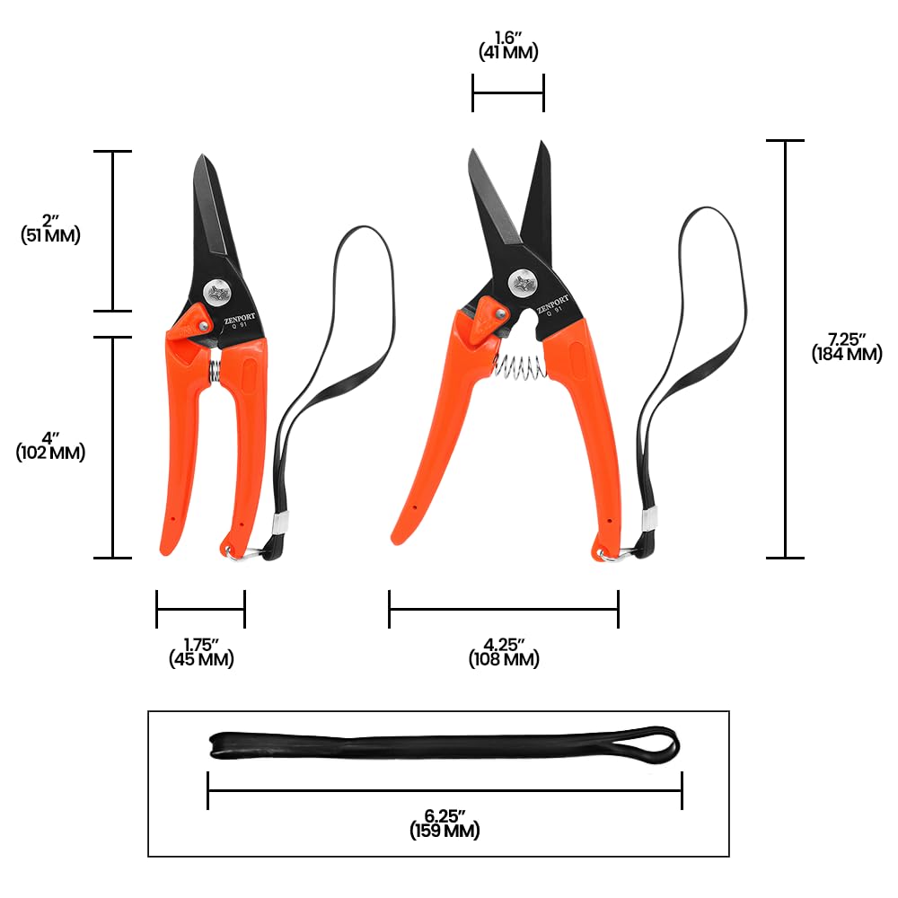 Zenport Q91 Ultra Twig and Hoof Trimming Shears, 7.25-Inch, Orange
