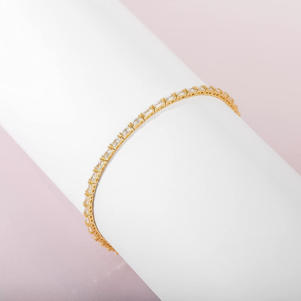 PAVOI Tennis Bracelet for Women, 14K Gold Plated, Yellow Gold, Diamond