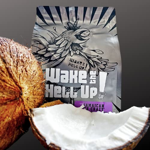 Wake The Hell Up! 12oz Ultra-Caffeinated Jamaican Me Crazy Ground Coffee, Low Acid, Medium-Dark Roast