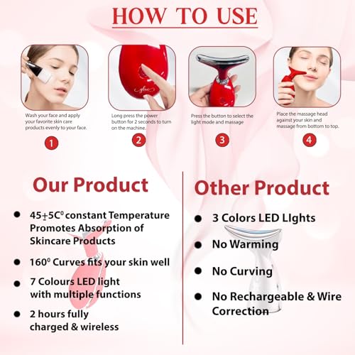 Red-Light-Therapy-for-Face and Neck with 7 Color, Facial Massager for Face and Neck
