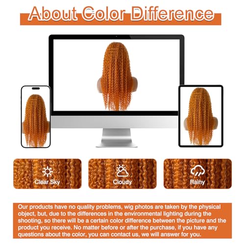 Ginger Wig Human Hair 13x4 deep wave Ginger Orange Lace Front Wigs Human Hair HD Transparent Lace Frontal 350 Colored Human Hair Wig Pre Plucked 180% Density 20inch
