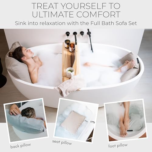 BADESOFA® Luxury Bath-Tub Pillow Set | 3-Piece Bath Pillow Set with Premium Materials & CleanDry+ | Bath Pillows for Head, Neck, & Full Body Comfort | Spa Pillow for Bath- or Hot Tub in Grey