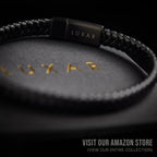 LUXAR Men’s Black Onyx Stone Bead Bracelets | Matte Black 8mm Stone | Minimalist, Designer Jewelry for Men (Black Leather, Medium)