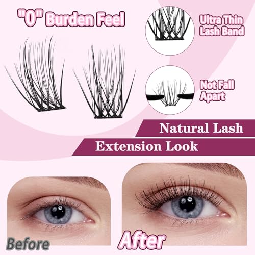 Lash Clusters 10-18mm Mix D Curl Eye Lashes Wispy Lash Clusters False Eyelash Clusters DIY Eyelash Extensions Individual Cluster Lashes (U14 Lashes Only)