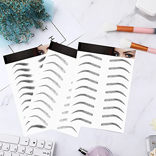 Maitys 12 Sheets 108 Pairs 4D Hair Like Waterproof Eyebrow Tattoos Stickers Temporary Transfer Brows Decal Peel off Fake Eyebrow Sticker Instant Authentic Brow Decal for Women(Vivid Style)