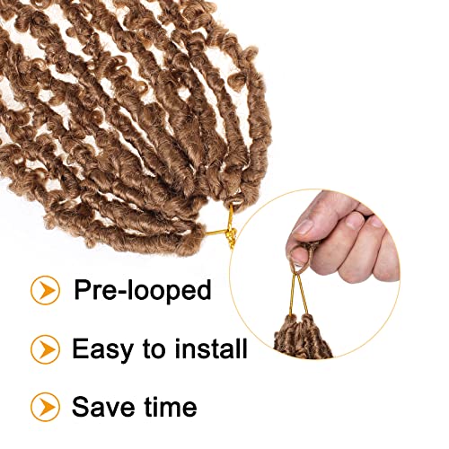 ZRQ 24 Inch Butterfly locs Crochet Hair 6 Packs Soft Distressed Locs Color 27,Pre-looped Blonde Faux locs Crochet Braids Goddess Locs For Women（6 Packs,27#)