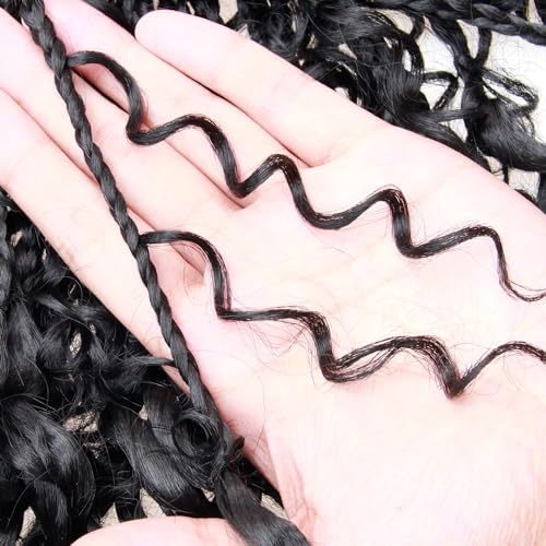 6 Packs Goddess Box Braids Crochet Hair With Curly Ends 14 Inches Boho Braids Crochet Hair for Black Women (1b, 14" - 6 Packs)