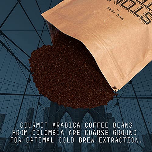 Stone Street Cold Brew Coffee, Strong & Smooth Blend, Low Acid, 100% Arabica, Gourmet Coffee, Coarse Ground, Dark Roast, Colombian Single Origin, 5 LB